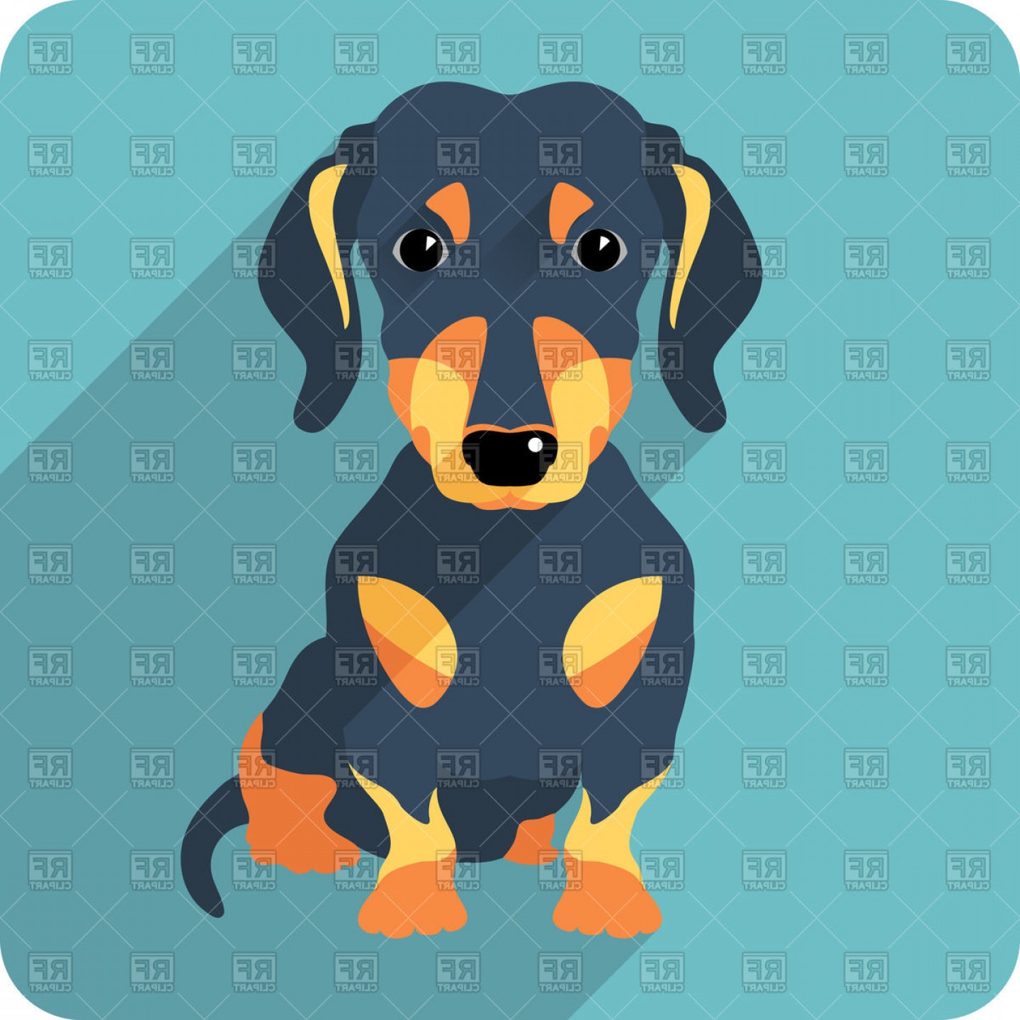 1440x1440 Flat Icon Of Sitting Dachshund Vector Clipart Shopatcloth