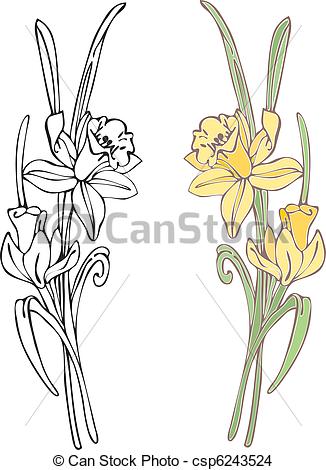 326x470 Drawn Daffodil Vector