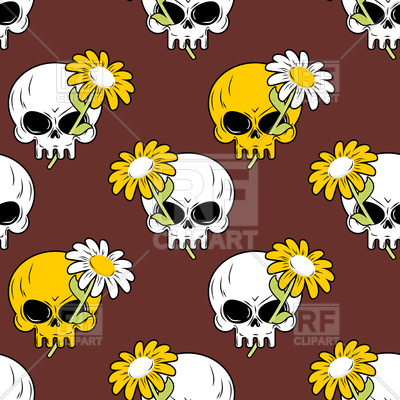 400x400 Daisy And Skull Seamless Pattern Vector Image Vector Artwork Of