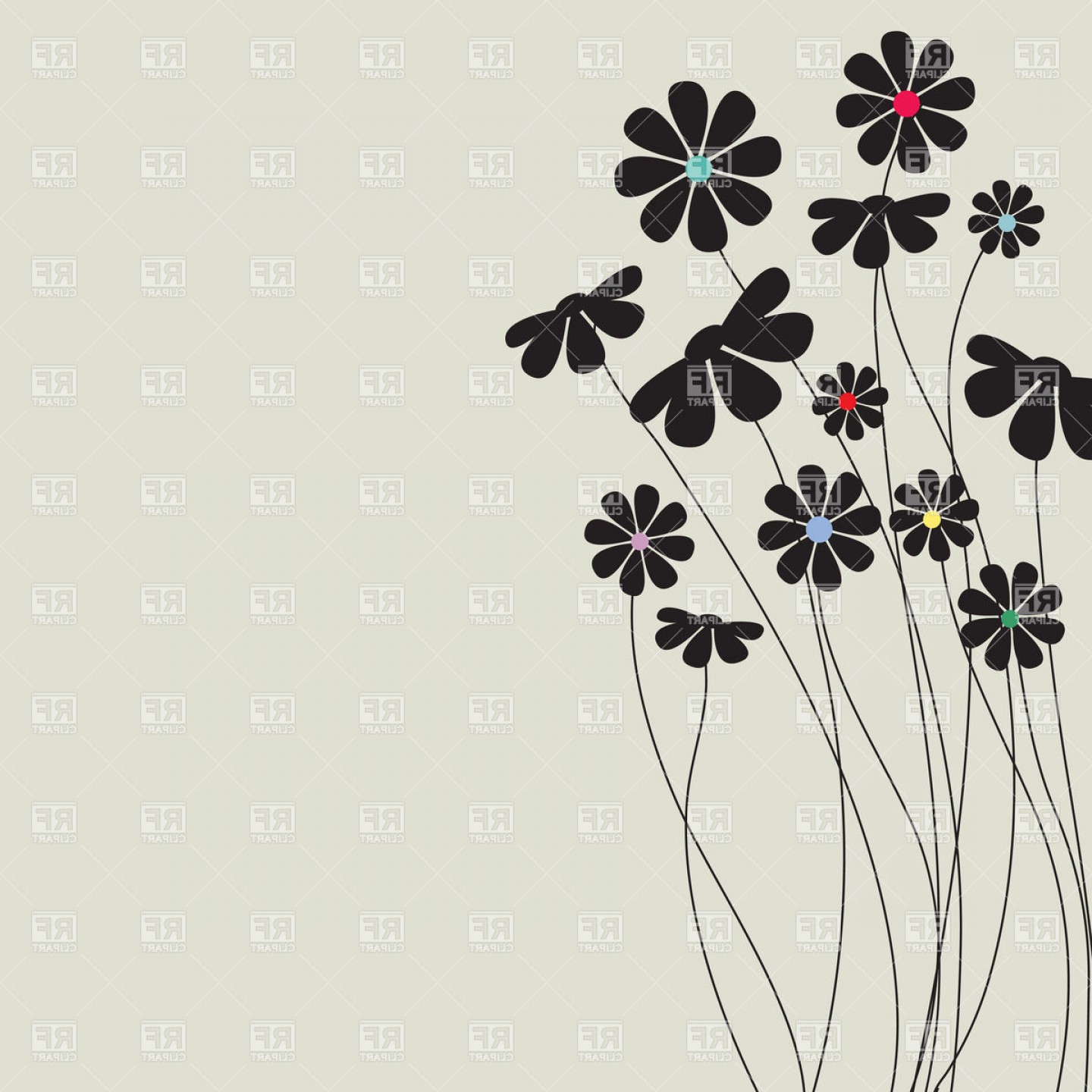 1440x1440 Simple Symbolic Ox Eye Daisy Silhouettes Vector Clipart Sohadacouri
