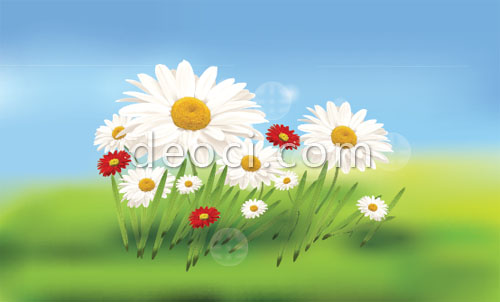 500x302 Vector Daisy Illustrator Mesh Tool Fill The Background Of Blue Sky