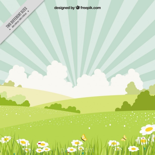 626x626 Ai] Spring Landscape With Daisies Vector Free Download