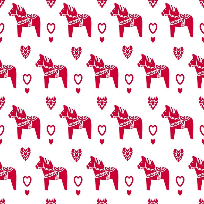 700x700 Seamless Vector Pattern With Dala Horses. Wall Mural Pixers