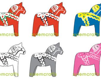 340x270 Swedish Dala Horse Clipart Vector Illustrations