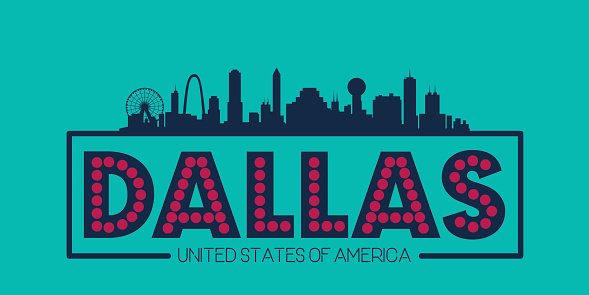 589x295 Dallas Skyline Silhouette Poster Vector Premium Clipart