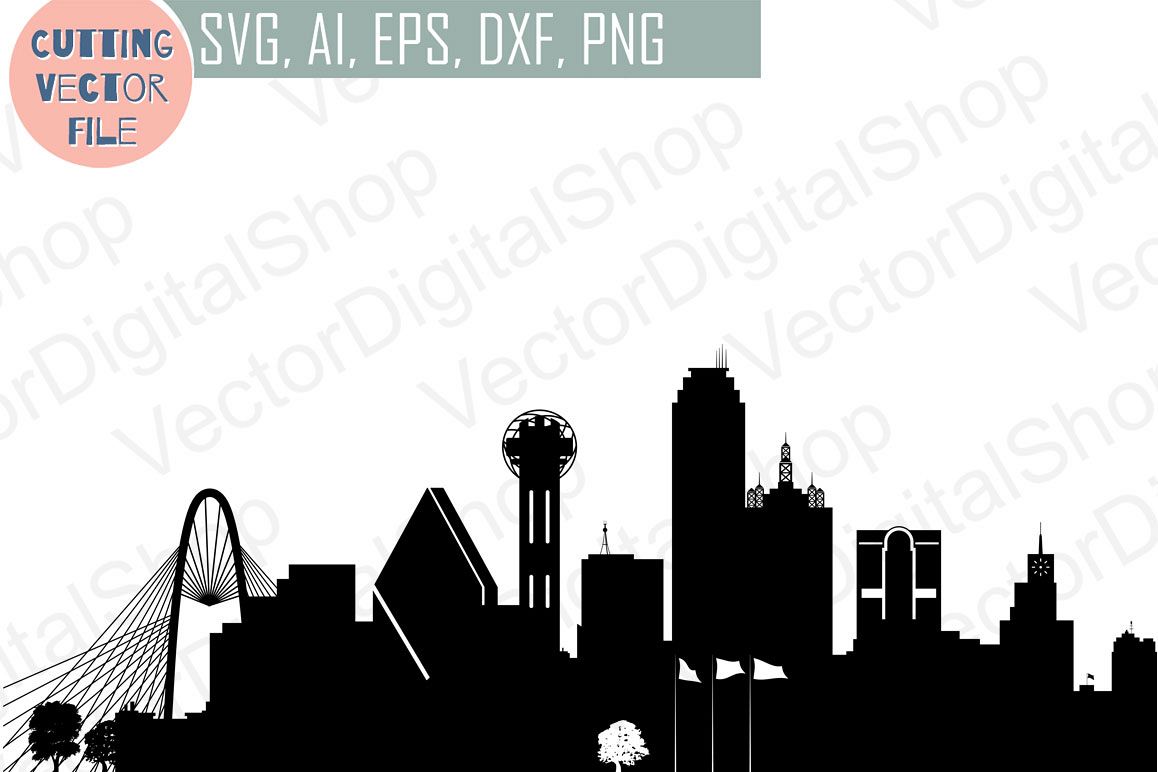 1158x772 Dallas Skyline Vector, Usa City, Svg, Jpg, Png, Dwg, Cdr, Eps, Ai
