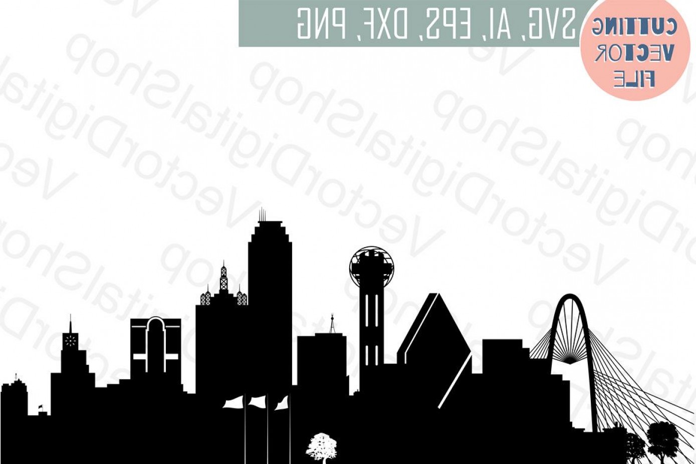 1389x926 Dallas Skyline Vector Usa City Svg Jpg Png Dwg Cdr Eps Ai