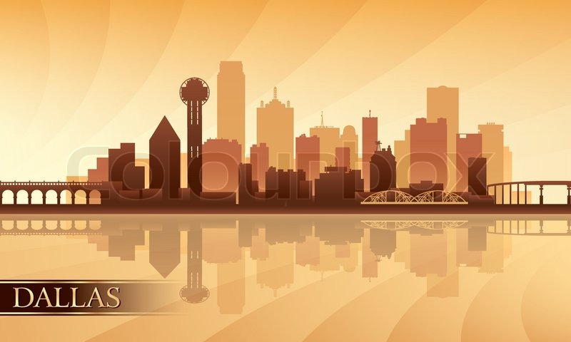 800x480 Dallas City Skyline Silhouette Background, Vector Illustration