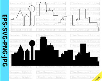 340x270 Dallas Skyline Svg Etsy