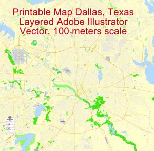 300x294 Dallas Printable Map, Texas, Us, Exact Vector Map Street G View