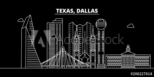 500x250 Dallas Silhouette Skyline. Usa