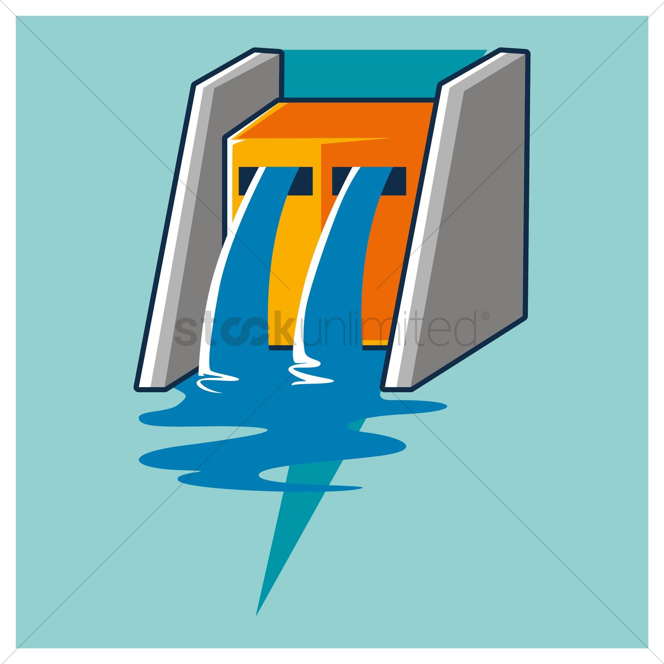 1300x1300 Water Dam Vector Image