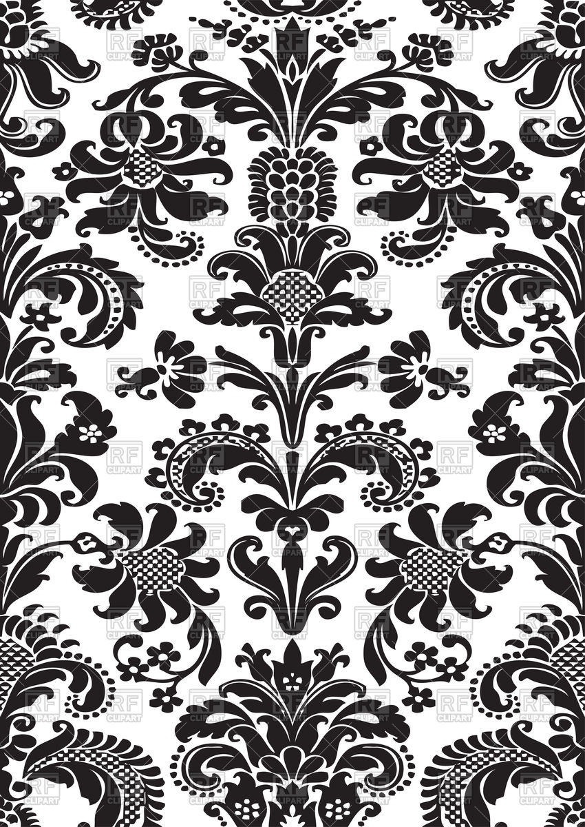 850x1200 Foliage Tile Oriental Floral Damask Pattern Vector Image Vector