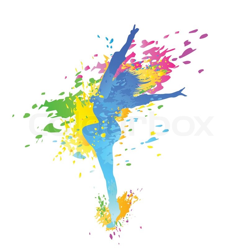 800x800 Dancing Colorful Girl Splash Paint Dance On White Background
