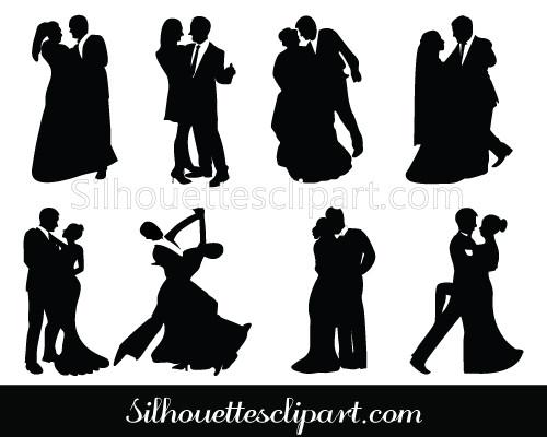 500x400 Bride And Groom Silhouette Dancing Couple Vector Silhouettes Vector