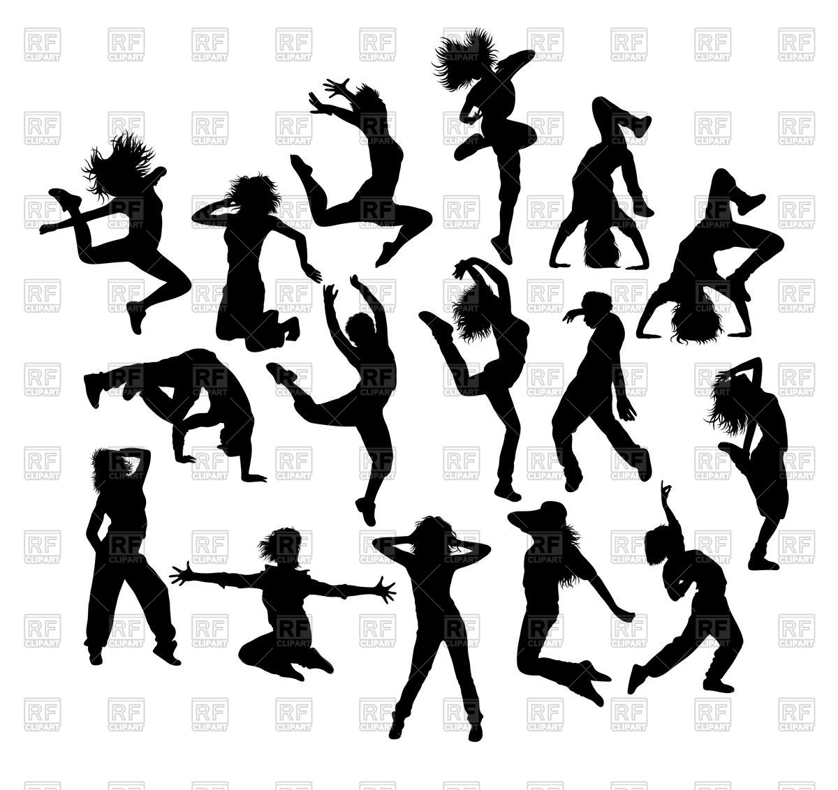 1200x1132 Silhouettes Of Hip Hop Dancers Vector Image Vector Artwork Of