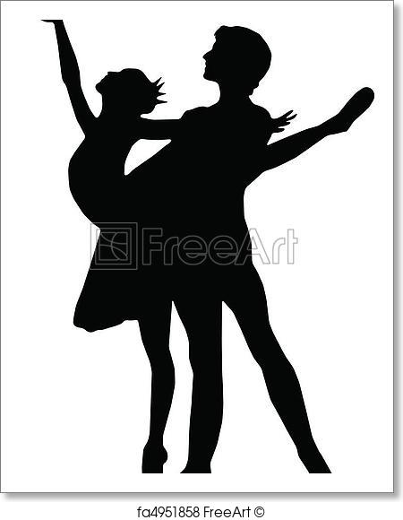 450x580 Free Art Print Of Ballet Dance Girl And Boy Silhouettes Vector