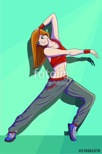 334x500 Breakdancing Woman. Dancing Girl Vector Illustration Stock Image