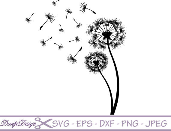 570x436 Svg Files Vector Dandelion Vector Files For Cricut Floral Etsy