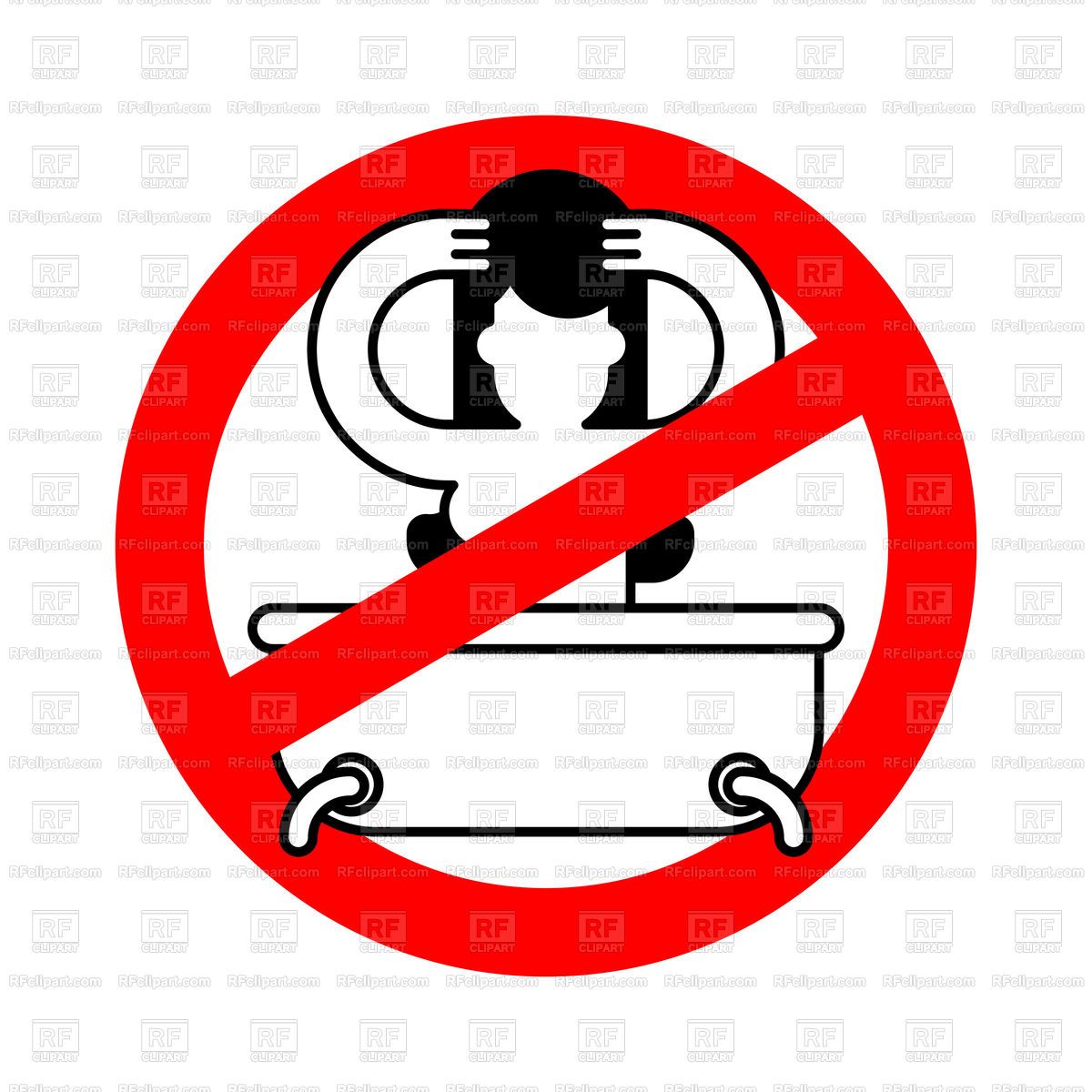 1200x1200 Stop Girl In Bath. Red Prohibition Sign Of Danger. Vector Image