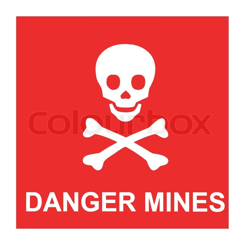 800x800 Vector Image Of Red Sign With Skull And Text Danger Mines