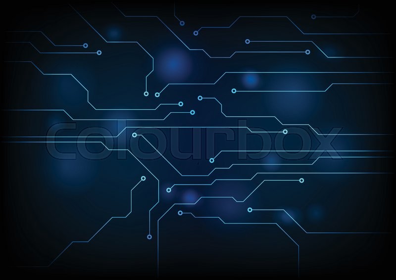 800x566 Dark Blue Circuit Board Technology Background. Vector Graphic