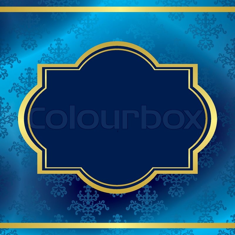 800x800 Vector Dark Blue Background With Gold Frame And Pattern Stock