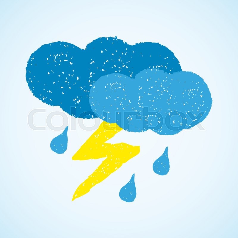 800x800 Dark Clouds, Rain And Lightning. Hand Painted With Oil Pastel