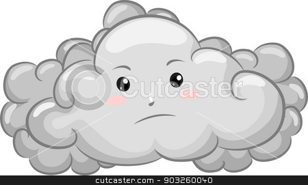 450x271 Gloomy Dark Cloud Mascot Stock Vector
