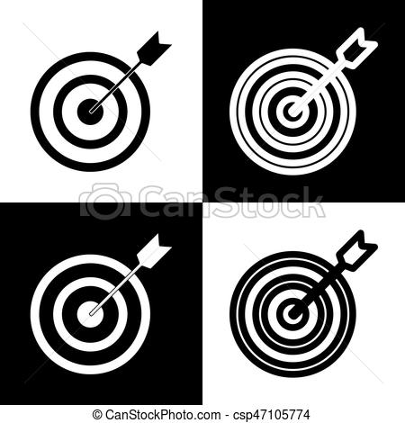 450x470 Target With Dart. Vector. Black And White Icons And Line Icon On