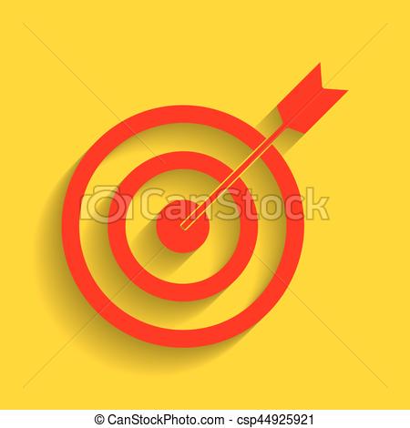 450x470 Target With Dart. Vector. Red Icon With Soft Shadow On Golden
