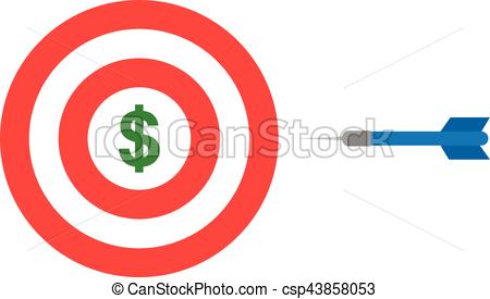 450x275 Bullseye With Dollar And Dart. Vector Red Bullseye With Green