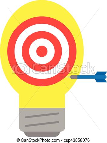 354x470 Bullseye With Light Bulb And Dart. Vector Bullseye With Yellow