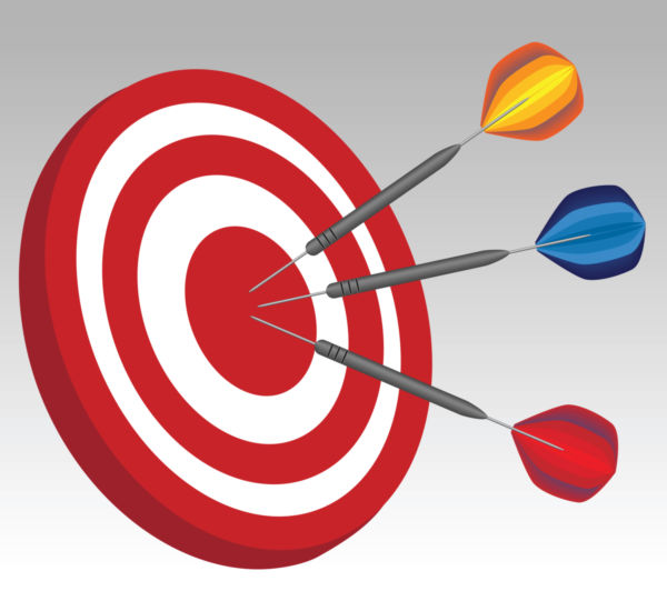 600x532 Darts Hitting Dartboard Vector