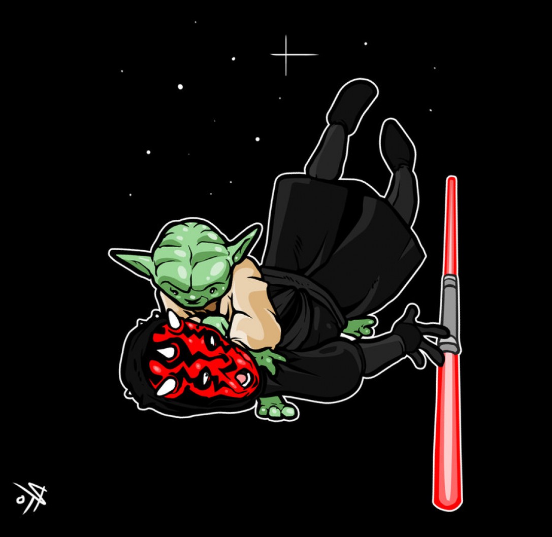 1087x1058 Jiujitsu Yoda Vs Darth Maul Geekchicpro