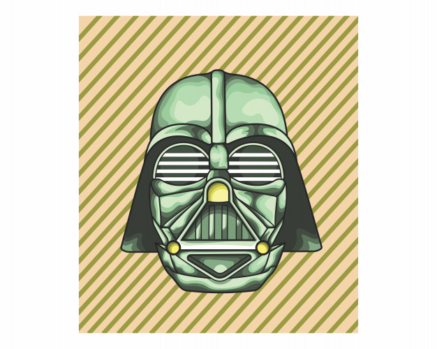 626x500 Vintage Retro Darth Vader Mask Face Character Vector Premium