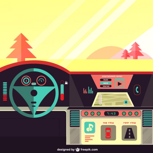 626x626 Car Dashboard On The Road Vector Free Download