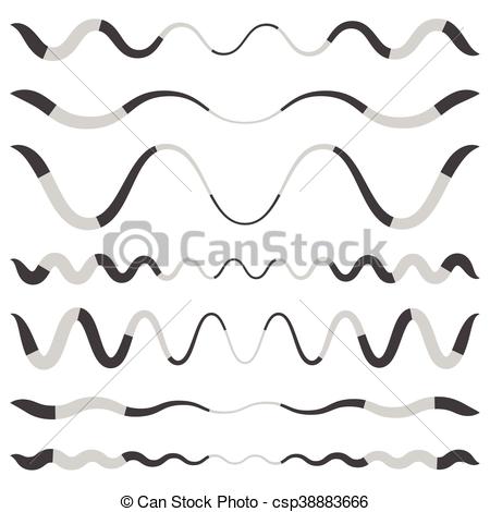 450x470 Set Of Various Wavy, Curved Dashed Line, Stripe Elements.