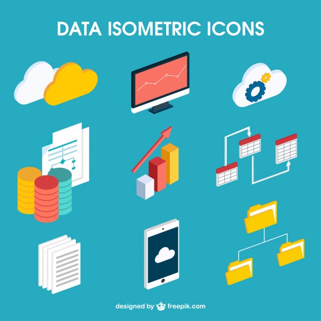 626x626 Data Isometric Icons Vector Free Download