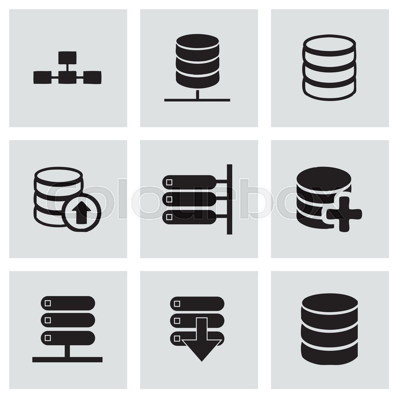 800x800 Vector Database Icon Set On Grey Background Stock Vector Colourbox
