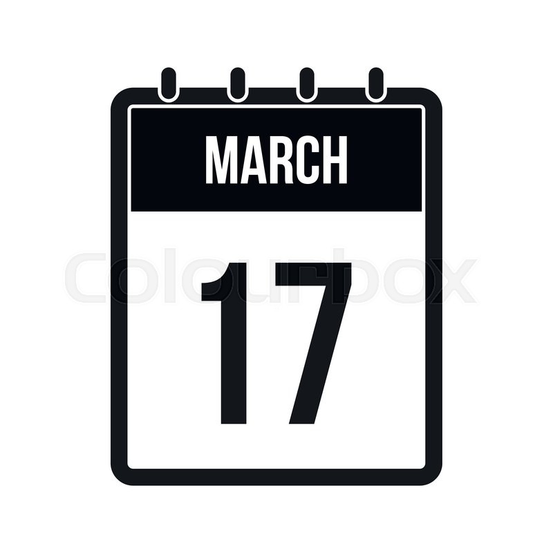 800x800 Calendar With St. Patricks Day Date Black Simple Icon Stock