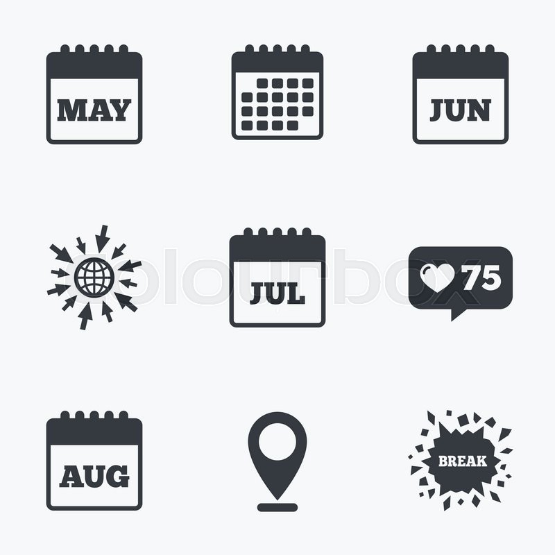 800x800 Calendar, Like Counter And Go To Web Icons. Calendar Icons. May