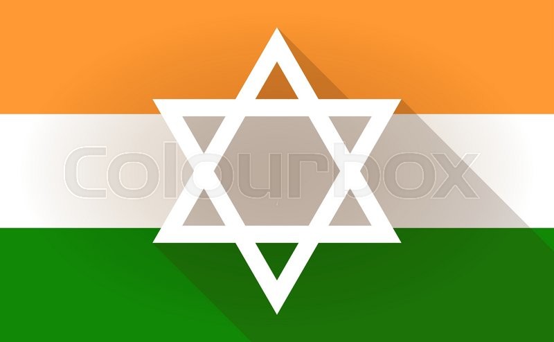 800x494 Illustration Of An India Flag Icon With A David Star Stock
