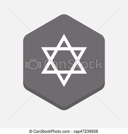 450x470 Isolated Hexagonal Signal With A David Star. Illustration Of An