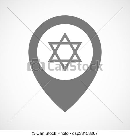 450x470 Isolated Map Marker With A David Star. Illustration Of An Isolated