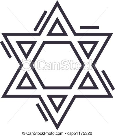 398x470 Jewish David Star Vector Line Icon, Sign, Illustration On