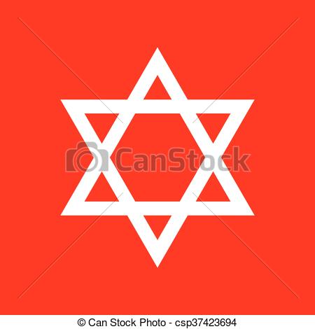 450x470 Shield Magen David Star. Symbol Of Israel. White Icon On Red