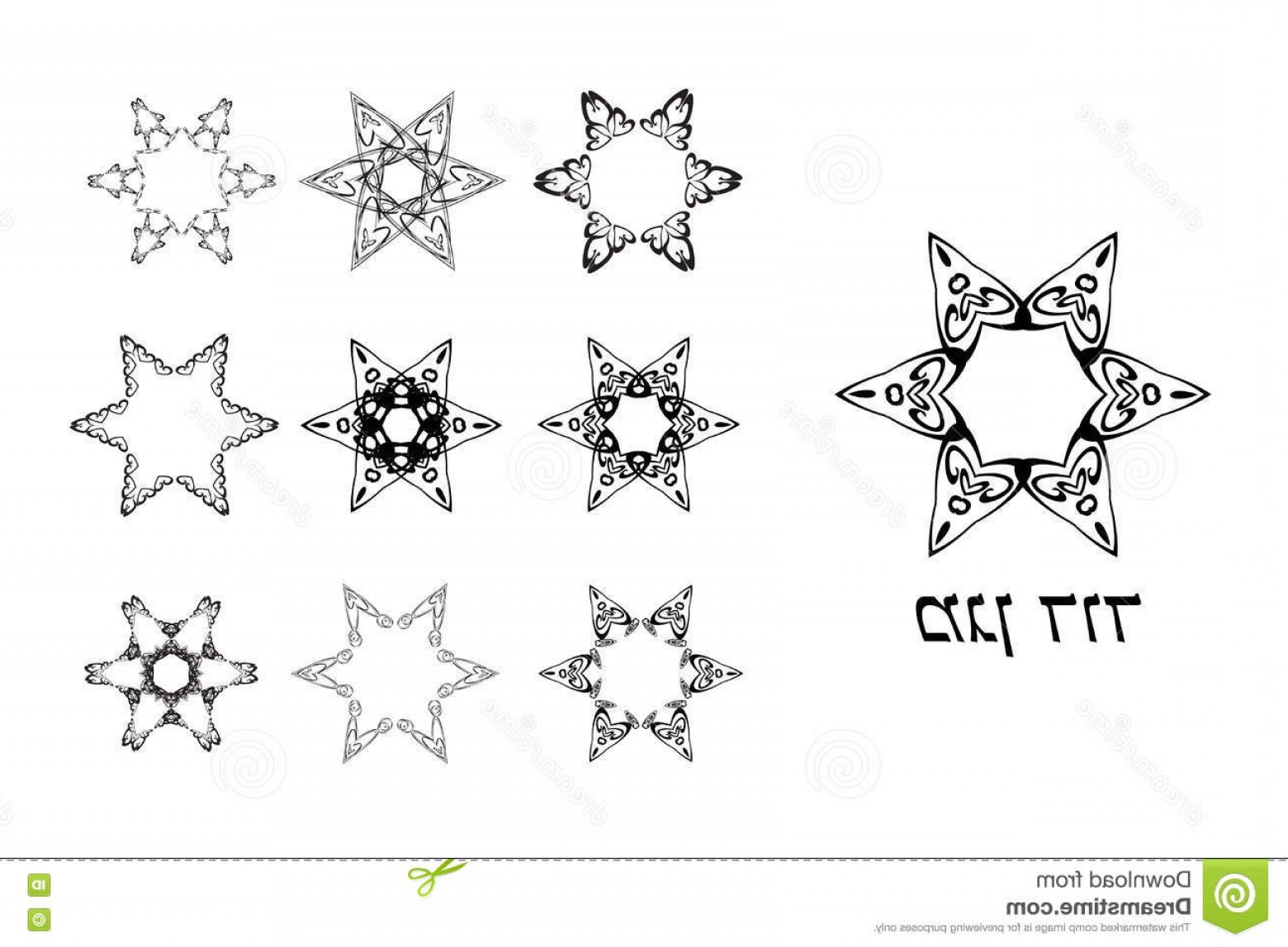 1560x1147 Stock Illustration Set Vintage Graphic Star David Jewish Six