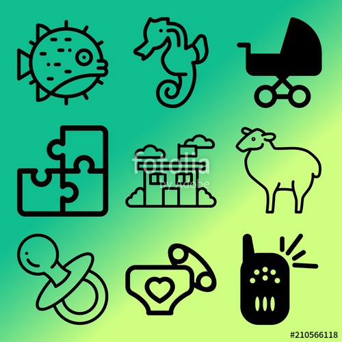 500x500 Vector Icon Set About Baby With 9 Icons Related To Friends, Eyes