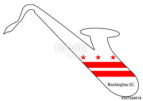 500x355 Saxophone Silhouette With Washington Dc Flag Icons Stock Image